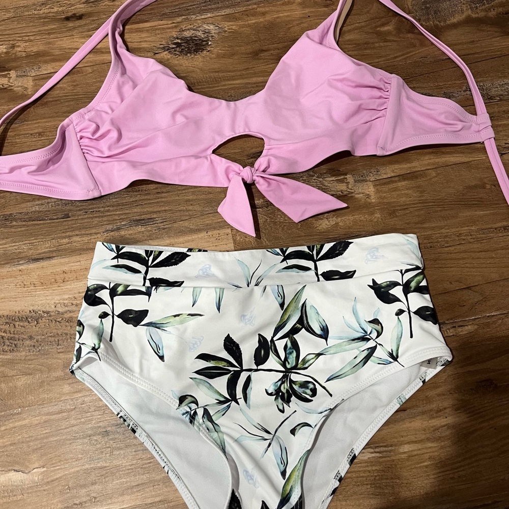 Target Pink and White Bikini Set